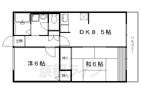サンハイム下鴨(2LDK/1階)の間取り写真
