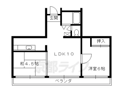 京都市烏丸線 今出川駅 徒歩10分 3階建 築39年(2LDK/2階)の間取り写真