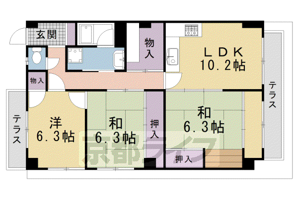 グレース北園(3LDK/1階)の間取り写真