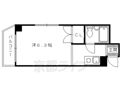 京都市烏丸線 今出川駅 徒歩13分 9階建 築40年(1K/7階)の間取り写真