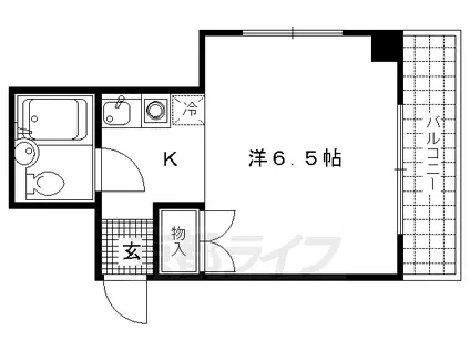 京都市烏丸線 今出川駅 徒歩13分 9階建 築40年(1K/2階)の間取り写真