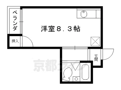 山陰本線 丹波口駅 徒歩12分 3階建 築29年(1K/2階)の間取り写真