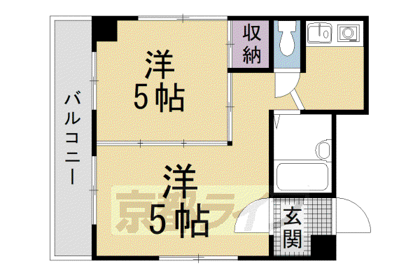 京阪電気鉄道鴨東線 神宮丸太町駅 徒歩8分 5階建 築37年(2K/3階)の間取り写真