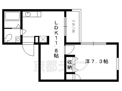 京阪電気鉄道鴨東線 出町柳駅 徒歩12分 5階建 築35年(1LDK/3階)の間取り写真