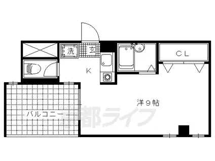 京都市烏丸線 北山駅(京都) 徒歩7分 4階建 築50年(1K/2階)の間取り写真