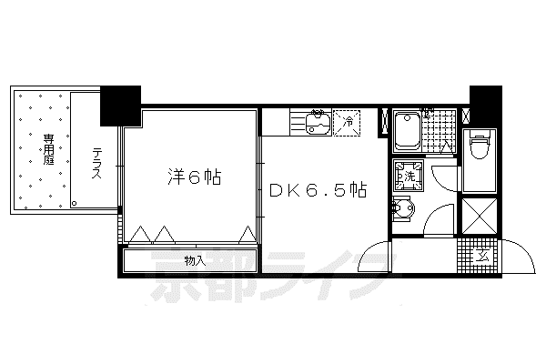 京都市烏丸線 今出川駅 徒歩10分 9階建 築29年(1DK/1階)の間取り写真