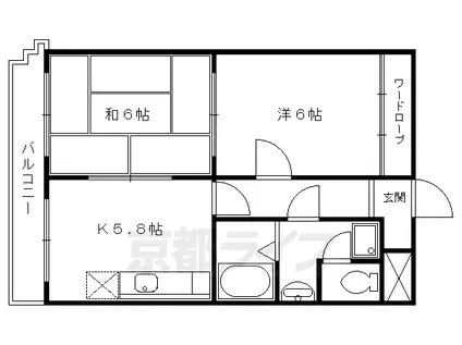 京阪電気鉄道鴨東線 出町柳駅 徒歩5分 4階建 築37年(2DK/1階)の間取り写真