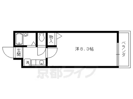 京福北野線 北野白梅町駅 徒歩14分 2階建 築25年(1K/1階)の間取り写真