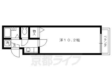京福北野線 北野白梅町駅 徒歩14分 2階建 築25年(1K/2階)の間取り写真