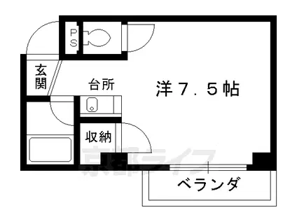 京都市烏丸線 北山駅(京都) 徒歩4分 3階建 築31年(1K/3階)の間取り写真