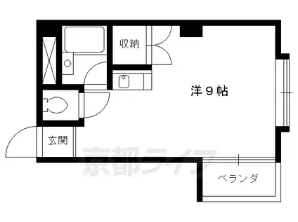京都市烏丸線 北山駅(京都) 徒歩4分 3階建 築31年(ワンルーム/3階)の間取り写真