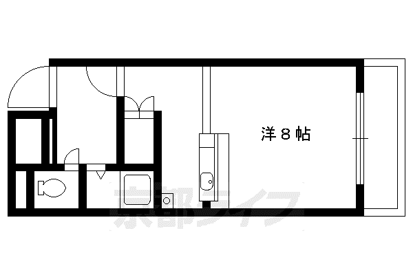 阪急電鉄京都線 大宮駅(京都) 徒歩2分 5階建 築36年(1K/5階)の間取り写真