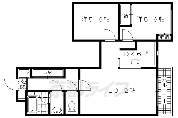 京阪電気鉄道鴨東線 神宮丸太町駅 徒歩9分 4階建 築36年(2LDK/2階)の間取り写真