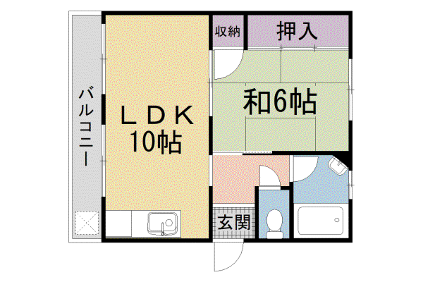 叡山電鉄 岩倉駅(京都) 徒歩12分 3階建 築48年(1LDK/1階)の間取り写真