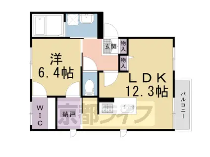 京都市烏丸線 北山駅(京都) 徒歩40分 2階建 築35年(1SLDK/1階)の間取り写真