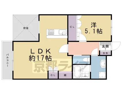京都市烏丸線 五条駅(京都市営) 徒歩7分 14階建 築30年(1LDK/11階)の間取り写真