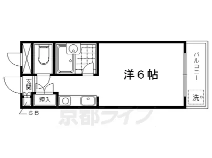プレミオ下鴨(1K/2階)の間取り写真
