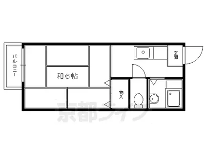 叡山電鉄 市原駅 徒歩4分 2階建 築38年(1K/2階)の間取り写真
