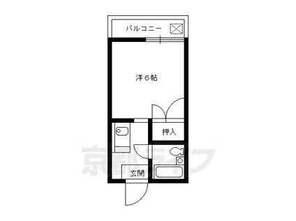 京都市烏丸線 松ケ崎駅(京都) 徒歩5分 4階建 築41年(1K/3階)の間取り写真