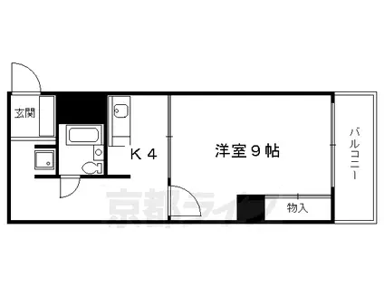 京都市烏丸線 烏丸御池駅 徒歩9分 12階建 築39年(1K/2階)の間取り写真
