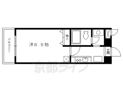 叡山電鉄 元田中駅 徒歩16分 3階建 築31年(1K/2階)の間取り写真