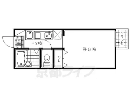 ブランドール藤林(1K/2階)の間取り写真