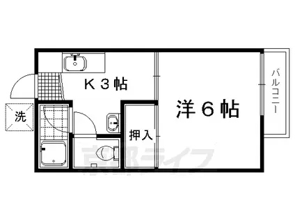 京都市烏丸線 北山駅(京都) 徒歩4分 2階建 築46年(1K/2階)の間取り写真