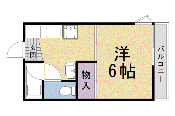 京都市烏丸線 北山駅(京都) 徒歩4分 2階建 築46年(1K/2階)の間取り写真