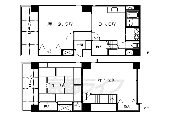 京都市烏丸線 五条駅(京都市営) 徒歩5分 10階建 築41年(3DK/4階)の間取り写真