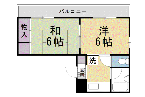 京都市烏丸線 北大路駅 徒歩24分 4階建 築37年(2K/2階)の間取り写真
