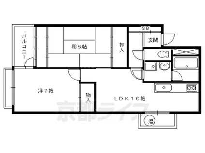 京阪電気鉄道鴨東線 神宮丸太町駅 徒歩20分 5階建 築46年(2LDK/4階)の間取り写真