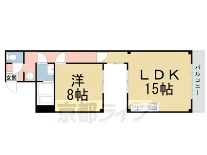 京都市烏丸線 北大路駅 徒歩4分 2階建 築35年(1LDK/2階)の間取り写真