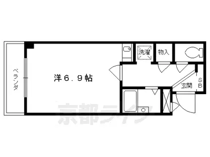 京阪電気鉄道京阪線 七条駅 徒歩5分 4階建 築27年(ワンルーム/2階)の間取り写真