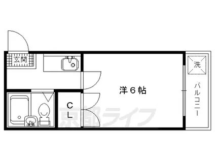 京都市烏丸線 北山駅(京都) 徒歩14分 4階建 築42年(1K/3階)の間取り写真