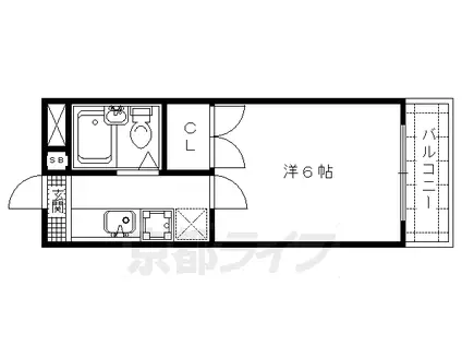 京都市烏丸線 北山駅(京都) 徒歩14分 4階建 築42年(1K/1階)の間取り写真
