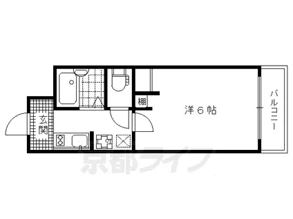 京都市烏丸線 北山駅(京都) 徒歩14分 4階建 築42年(1K/4階)の間取り写真