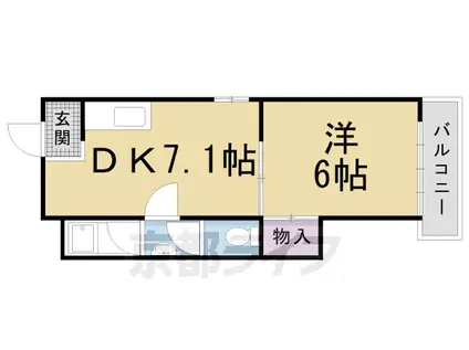 京都市烏丸線 北山駅(京都) 徒歩8分 5階建 築54年(1DK/2階)の間取り写真