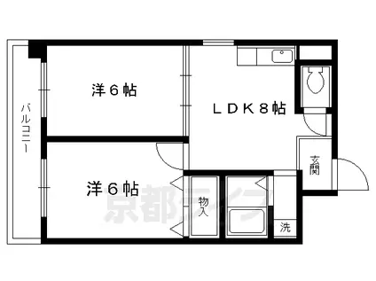 京阪電気鉄道鴨東線 神宮丸太町駅 徒歩10分 4階建 築32年(2LDK/3階)の間取り写真