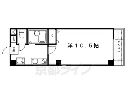京阪電気鉄道鴨東線 神宮丸太町駅 徒歩6分 5階建 築31年(1K/2階)の間取り写真