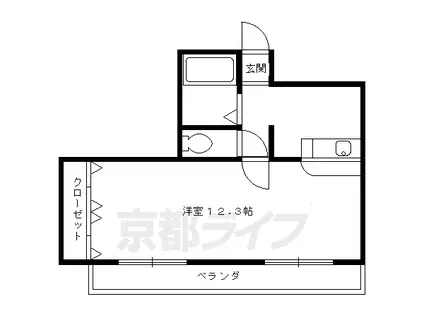京都市烏丸線 北山駅(京都) 徒歩15分 4階建 築30年(1K/1階)の間取り写真