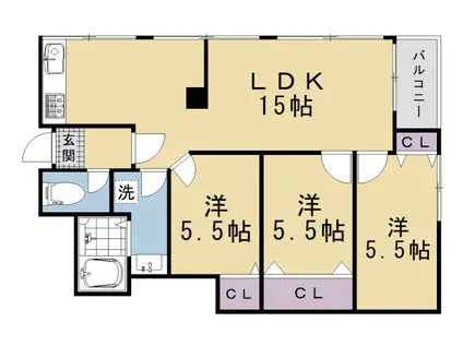京阪電気鉄道鴨東線 出町柳駅 徒歩5分 10階建 築51年(3LDK/10階)の間取り写真