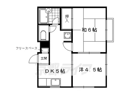 叡山電鉄 一乗寺駅 徒歩12分 2階建 築39年(2DK/2階)の間取り写真