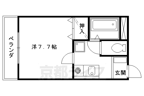 京都市烏丸線 五条駅(京都市営) 徒歩2分 4階建 築27年(1K/2階)の間取り写真