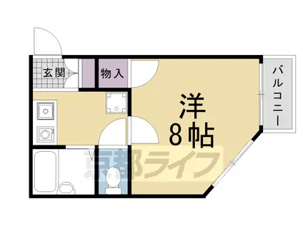 京都市烏丸線 北大路駅 徒歩5分 3階建 築30年(1K/2階)の間取り写真