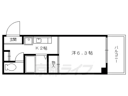 京都市烏丸線 今出川駅 徒歩10分 9階建 築33年(1K/7階)の間取り写真