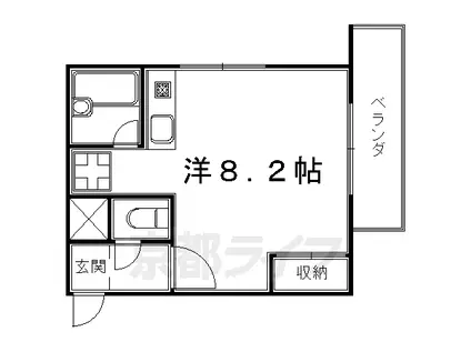京都市烏丸線 松ケ崎駅(京都) 徒歩8分 2階建 築32年(ワンルーム/2階)の間取り写真
