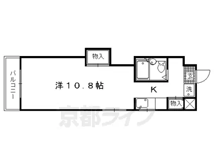 京都市烏丸線 北大路駅 徒歩33分 4階建 築38年(1K/3階)の間取り写真