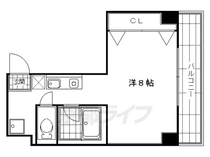 阪急電鉄京都線 大宮駅(京都) 徒歩2分 5階建 築27年(1K/2階)の間取り写真