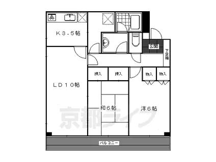 京都市東西線 蹴上駅 徒歩13分 3階建 築37年(2LDK/1階)の間取り写真