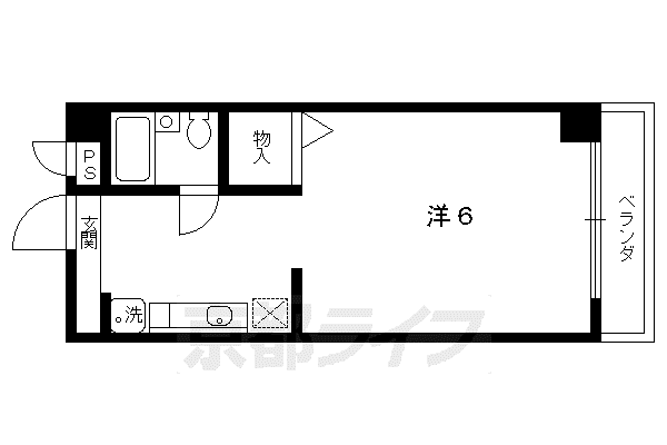 京都市東西線 京都市役所前駅 徒歩6分 4階建 築31年(1K/4階)の間取り写真
